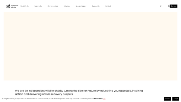 Screenshot of the Tenterden Wildlife website