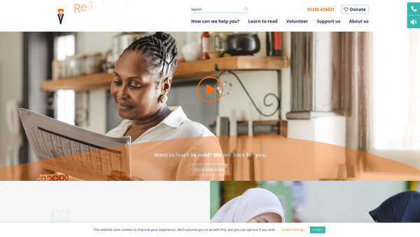 Screenshot of the Read Easy Merseyside website