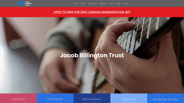 Screenshot of the Jacob Billington Trust website