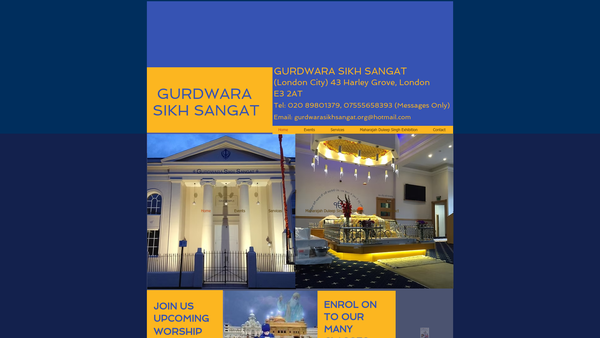 Screenshot of the Gurdwara Sikh Sangat (London City) website