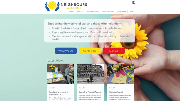 Screenshot of the Neighbours Welcome website