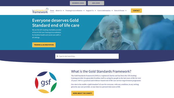 Screenshot of the The Gold Standards Framework Centre CIO website