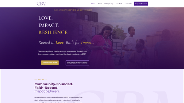 Screenshot of the Grace Balafonte Ministries Ltd website