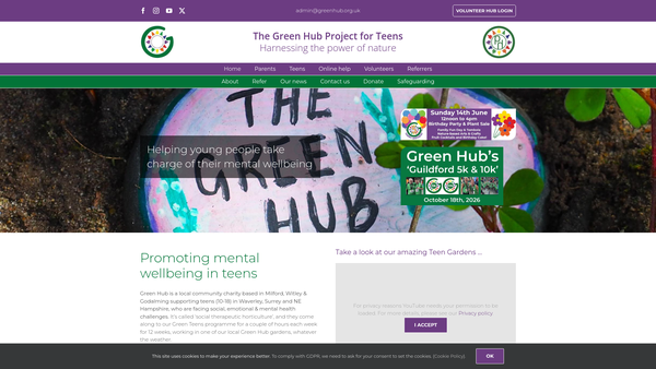 Screenshot of the The Green Hub Project For Teens website