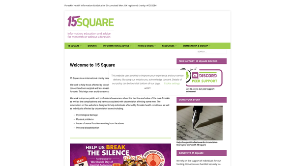 Screenshot of the 15 Square website