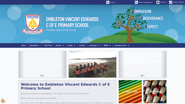 Screenshot of the Embleton Primary Fundraising Charity website