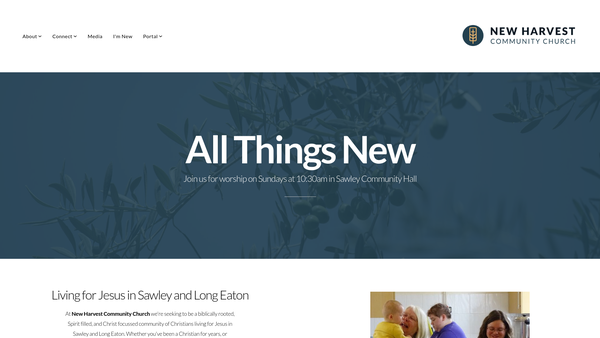 Screenshot of the New Harvest Community Church website