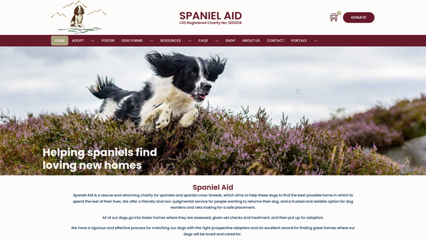 Screenshot of the Spaniel Aid CIO website