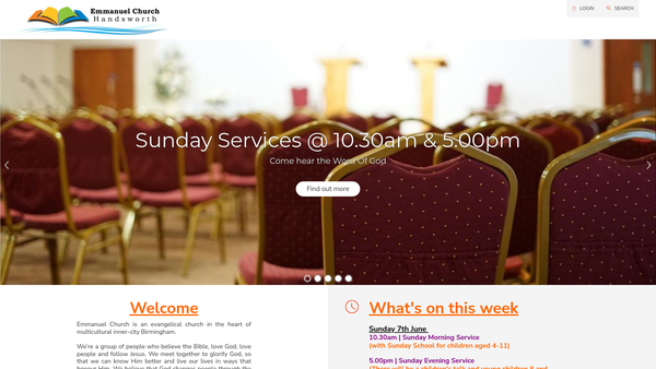 Screenshot of the Emmanuel Church Handsworth website