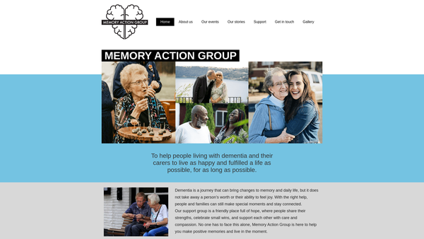 Screenshot of the Memory Action Group website