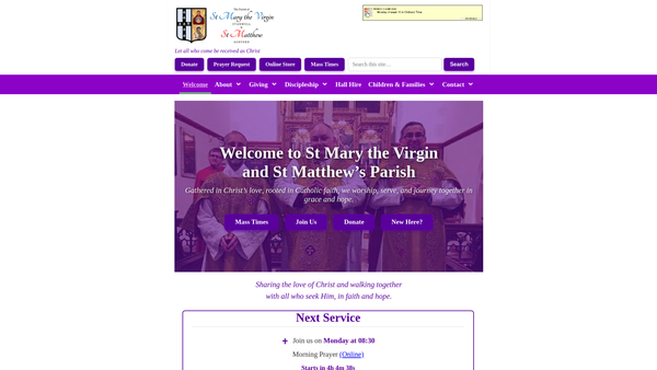 Screenshot of the The Parochial Church Council Of The Ecclesiastical Parish Of St Mary The Virgin Stanwell And St Matthew Ashford website