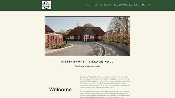 Screenshot of the Sissinghurst Village Hall website