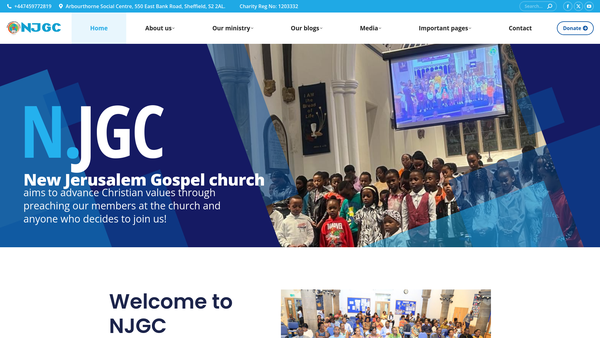 Screenshot of the New Jerusalem Gospel Church website