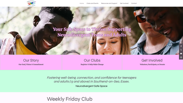 Screenshot of the Neurodivergent Safe Space website