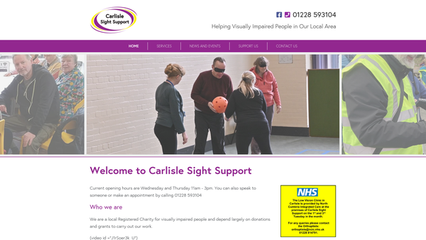 Screenshot of the Carlisle Society For The Blind website
