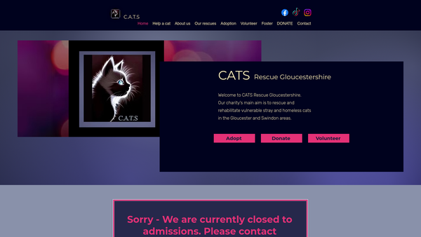Screenshot of the Cats Rescue Gloucestershire website