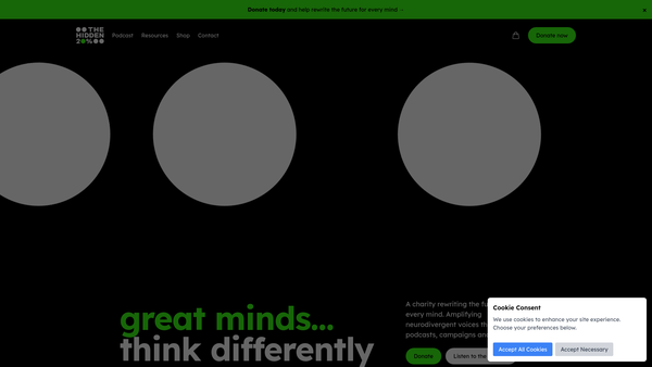 Screenshot of the The Hidden website