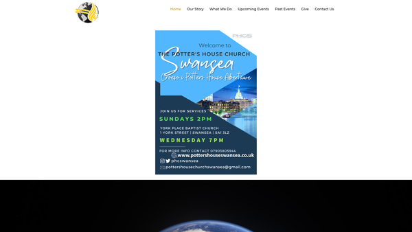 Screenshot of the The Potters House Christian Fellowship UK Swansea Church website
