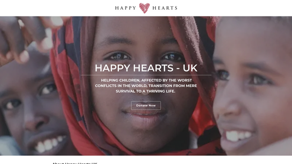 Screenshot of the Happy Hearts UK website