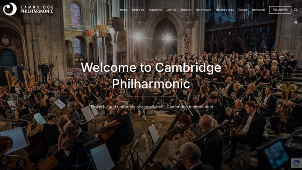 Screenshot of the Cambridge Philharmonic website