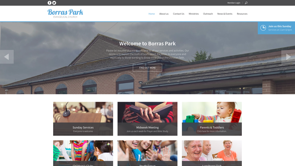 Screenshot of the Borras Park Evangelical Church website