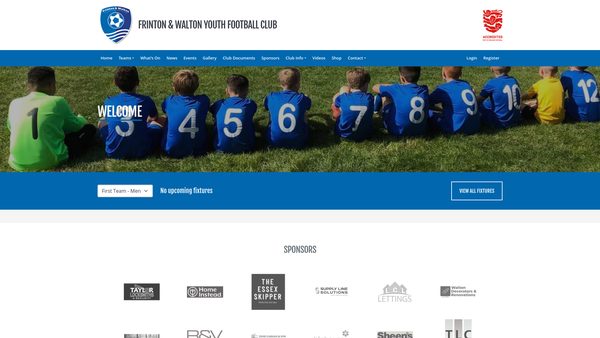 Screenshot of the Frinton & Walton Youth Football Club website