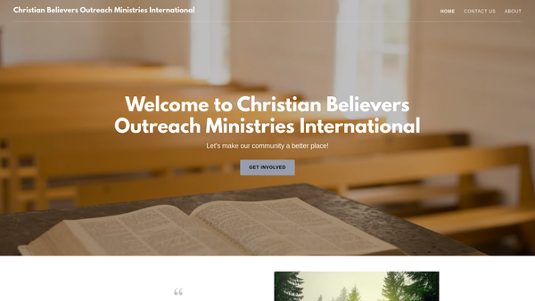 Screenshot of the Christian Believers Outreach Ministries website