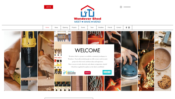 Screenshot of the Wendover Shed Charity website