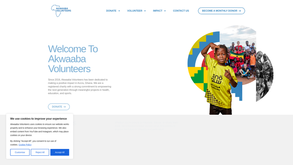 Screenshot of the Akwaaba Foundation website