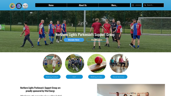 Screenshot of the Northern Lights Parkinsons Support Group website