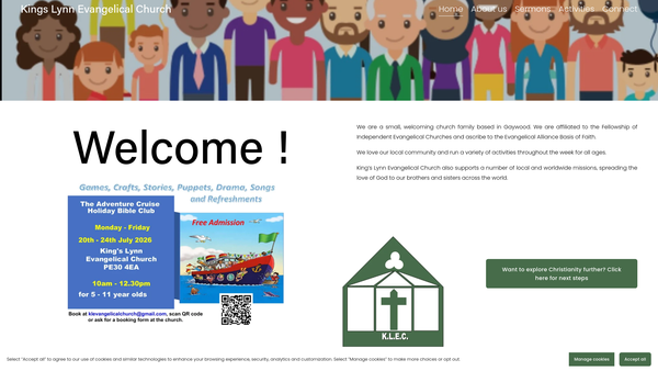 Screenshot of the King's Lynn Evangelical Church website