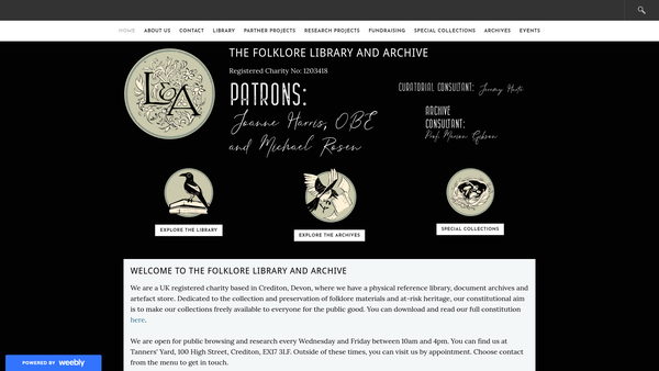 Screenshot of the The Folklore Library And Archive website