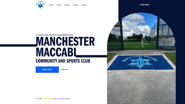 Screenshot of the Manchester Maccabi Community And Sports Club website