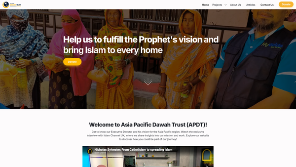 Screenshot of the Asia Pacific Dawah Trust website