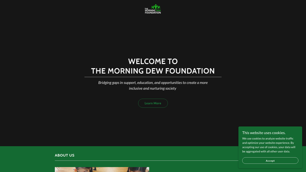 Screenshot of the The Morning Dew Foundation website