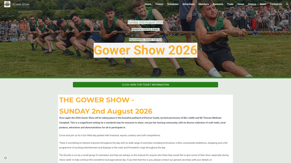 Screenshot of the Gower Agricultural Society website