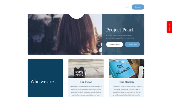 Screenshot of the Project Pearl website