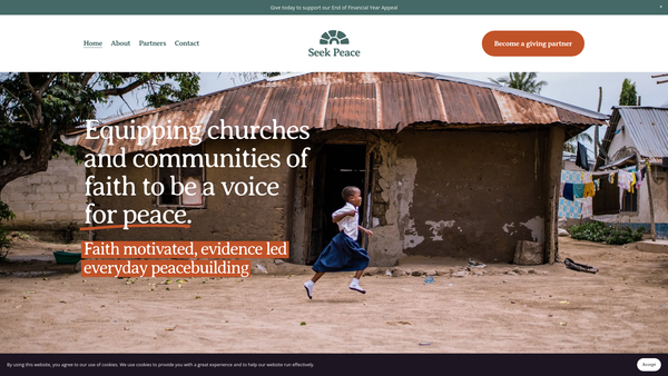 Screenshot of the Seek Peace website
