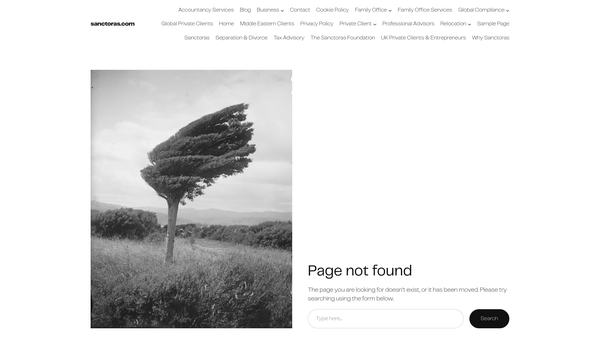 Screenshot of the The Sanctoras Foundation website