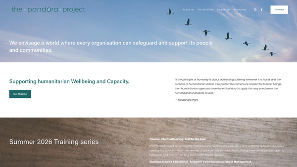 Screenshot of the The Pandora Aid Project website