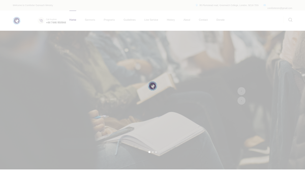 Screenshot of the Comforter Outreach Ministry website