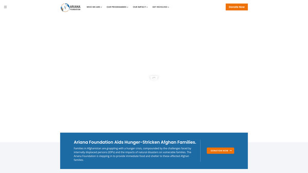 Screenshot of the Ariana Foundation website
