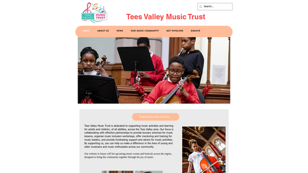 Screenshot of the Tees Valley Music Trust website