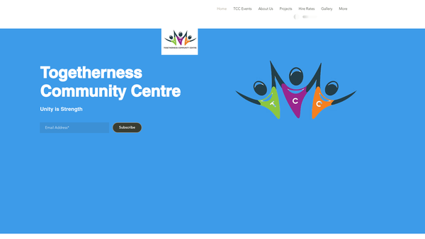 Screenshot of the Togetherness Community Centre website