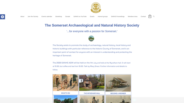Screenshot of the Somerset Archaeological And Natural History Society CIO website