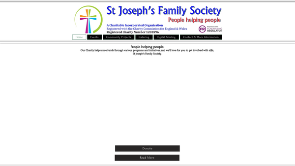 Screenshot of the St Joseph's Family Society website