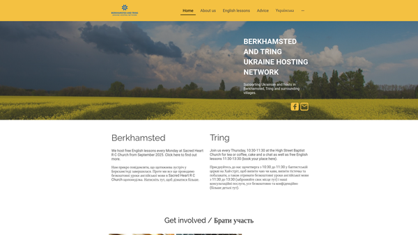 Screenshot of the Berkhamsted And Tring Ukraine Hosting Network website