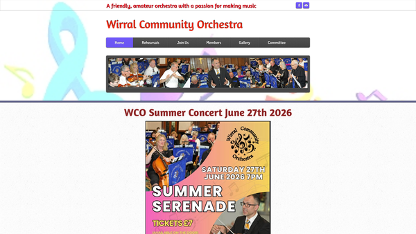 Screenshot of the Wirral Community Orchestra website