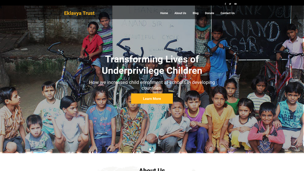 Screenshot of the Eklavya Underprivilege Education And Welfare website