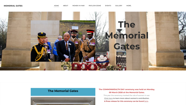 Screenshot of the The Memorial Gates website